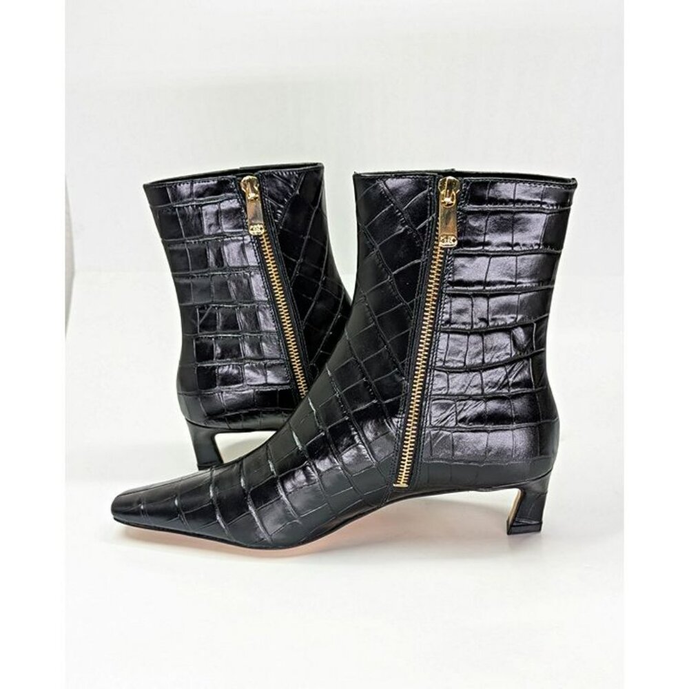 Michael Kors Black Croc-Embossed Heeled Boots - Picture 4 of 12